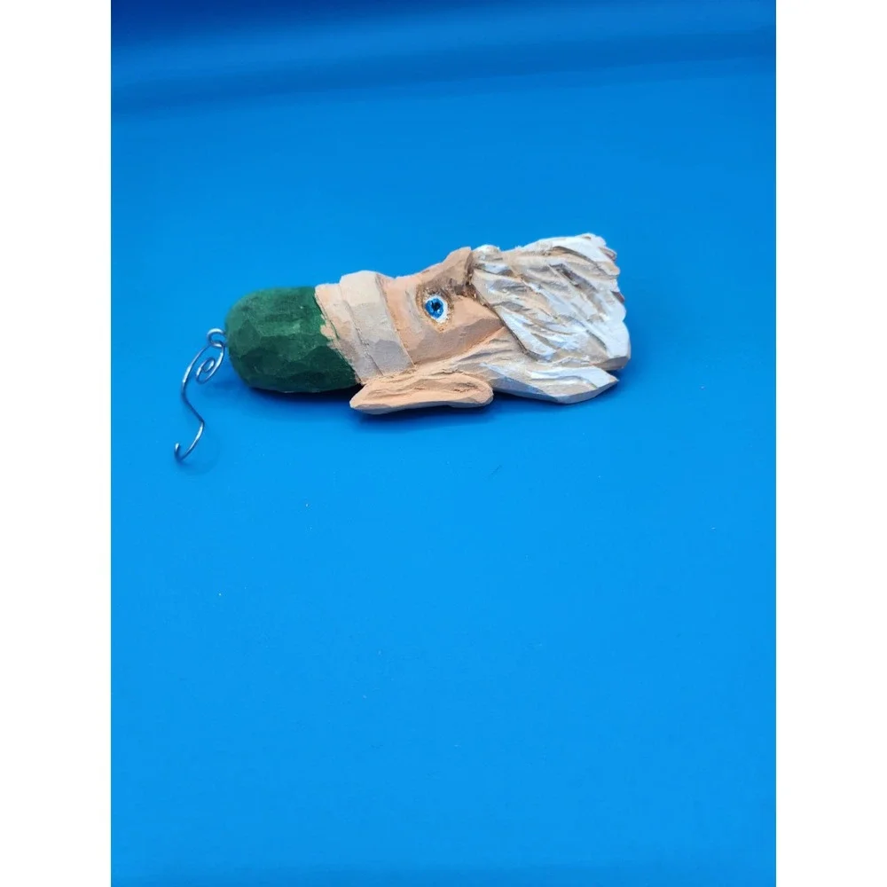 Hand Carved‎ Santa' s Elf Wooden Ornament Bass Wood